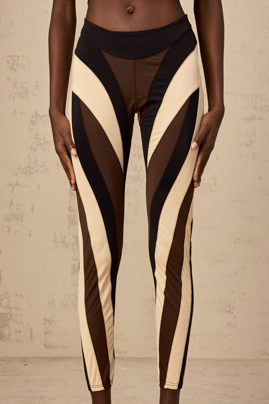 Diane Multicolor High-waisted Panel Leggings Terylene Elastane