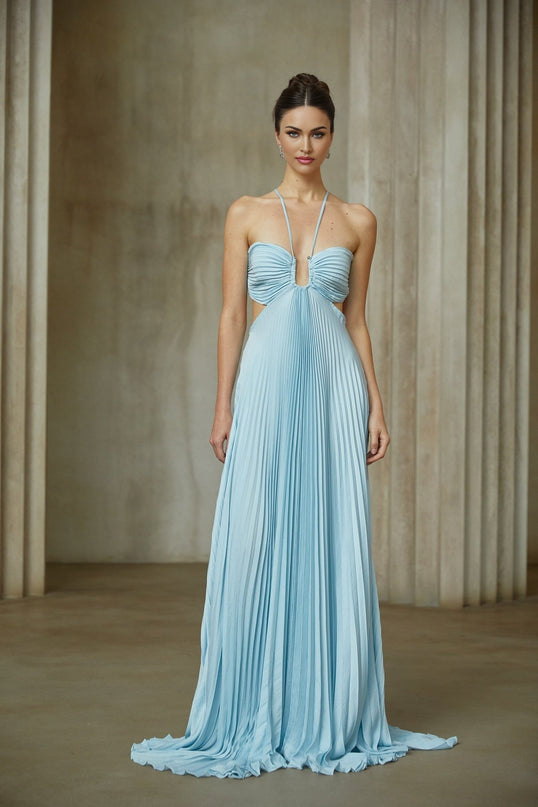 Diletta Maxi Dress in Mesmerizing Blue Terylene Fiber