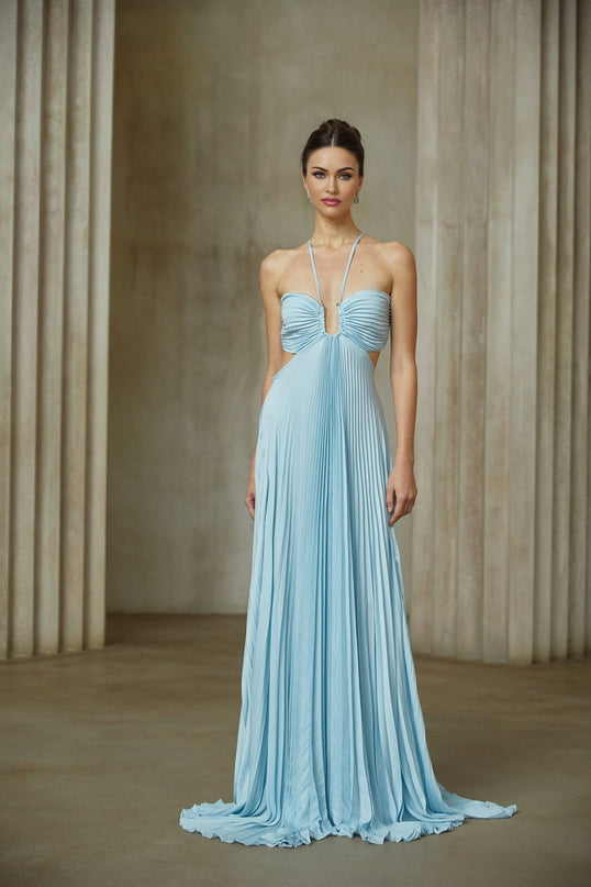 Diletta Maxi Dress in Mesmerizing Blue Terylene Fiber