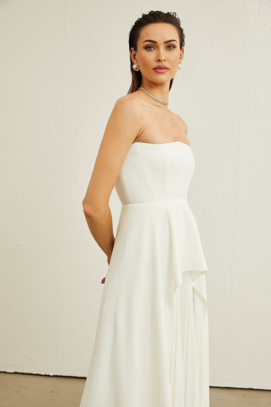Diletta White Off-Shoulder Ruffled Maxi Dress