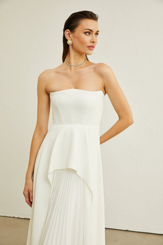 Diletta White Ruffled Maxi Dress Polyamide Elastane Elegant Graceful