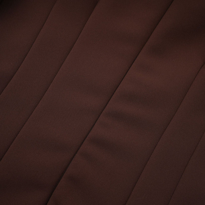 Donatella Brown Twill Midi Dress with Cape Sleeves and Silver-tone Hardware