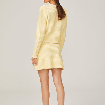 Dorotea Pastel Yellow Sequin Embellished Jacket Skirt Set