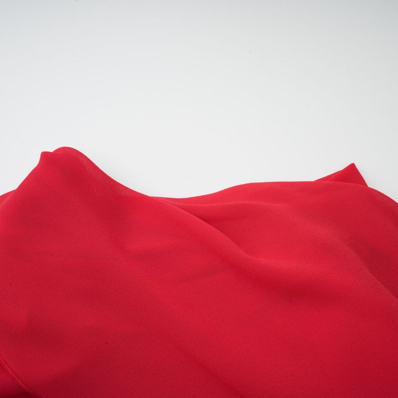 Dorotea Red Asymmetric Mini Dress with Open Back and Shoulder Pads