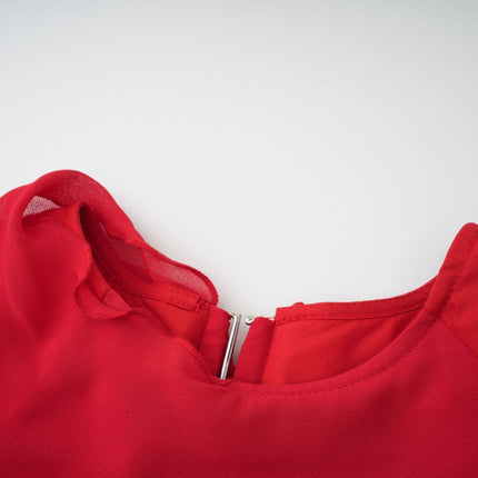 Dorotea Red Mini Dress Asymmetric Elegance Open Back Shoulder Pads High Neckline Fitted Shape Side Zip Fastening Gold Metal Clip Fastening Polyamide Elastane Glamour