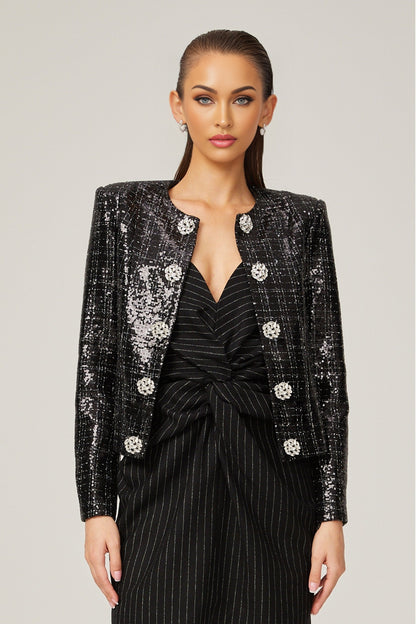 Dorothée black sequinembellished jacket