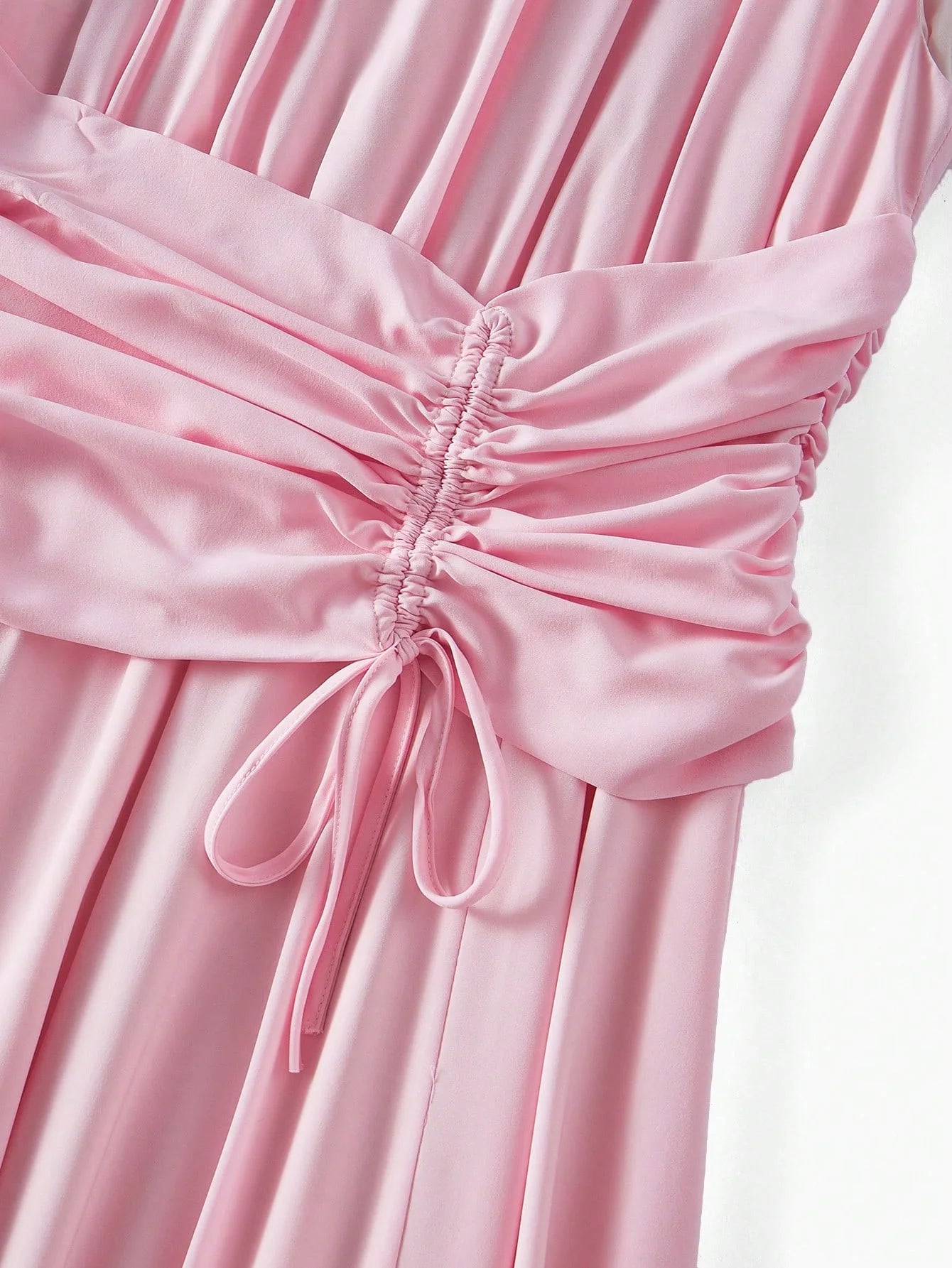 DRAWSTRING FRONT FLOWY DRESS