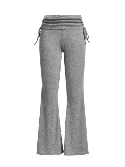 Drawstring Side Flare Leg Pants
