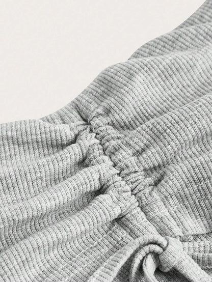Drawstring Side Flare Leg Pants