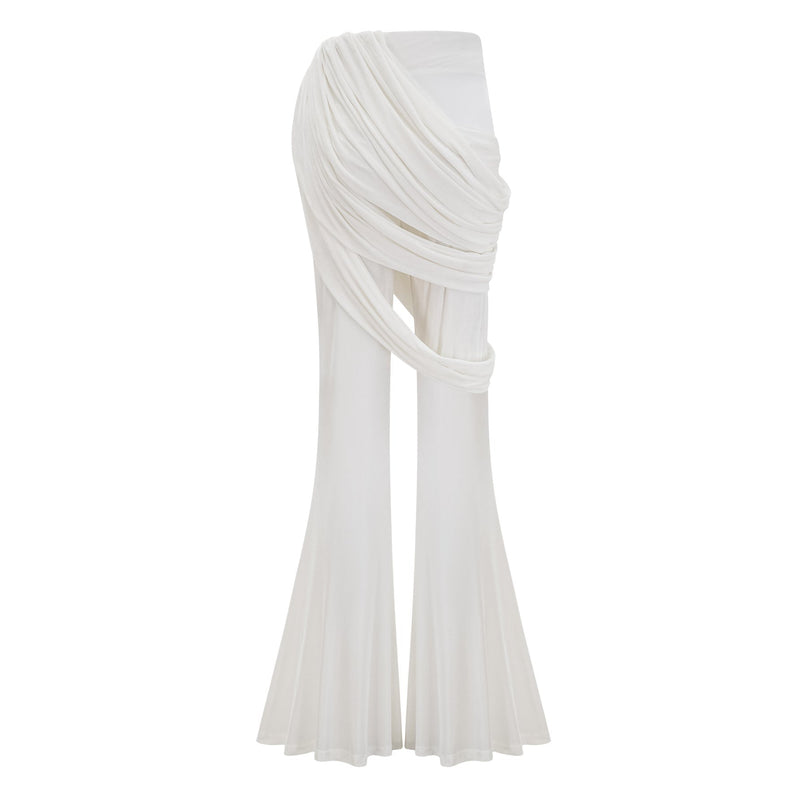 Dulcie White Asymmetrical Ruched Matching Set Women's Outfit