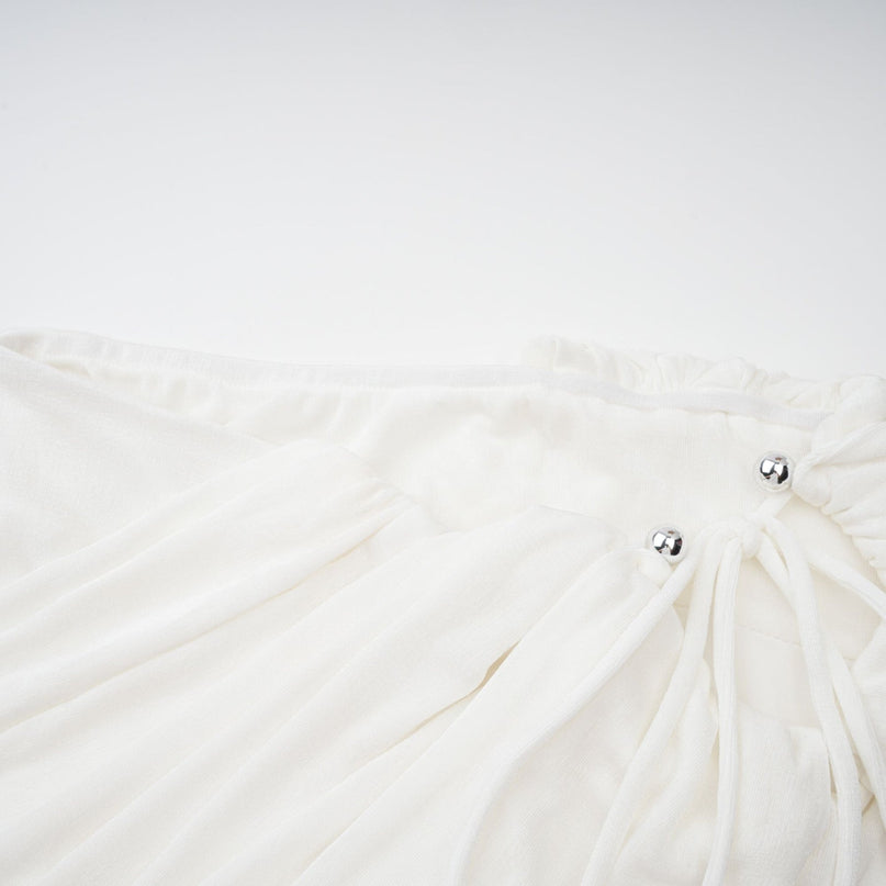 Dulcie White Asymmetrical Ruched Matching Set