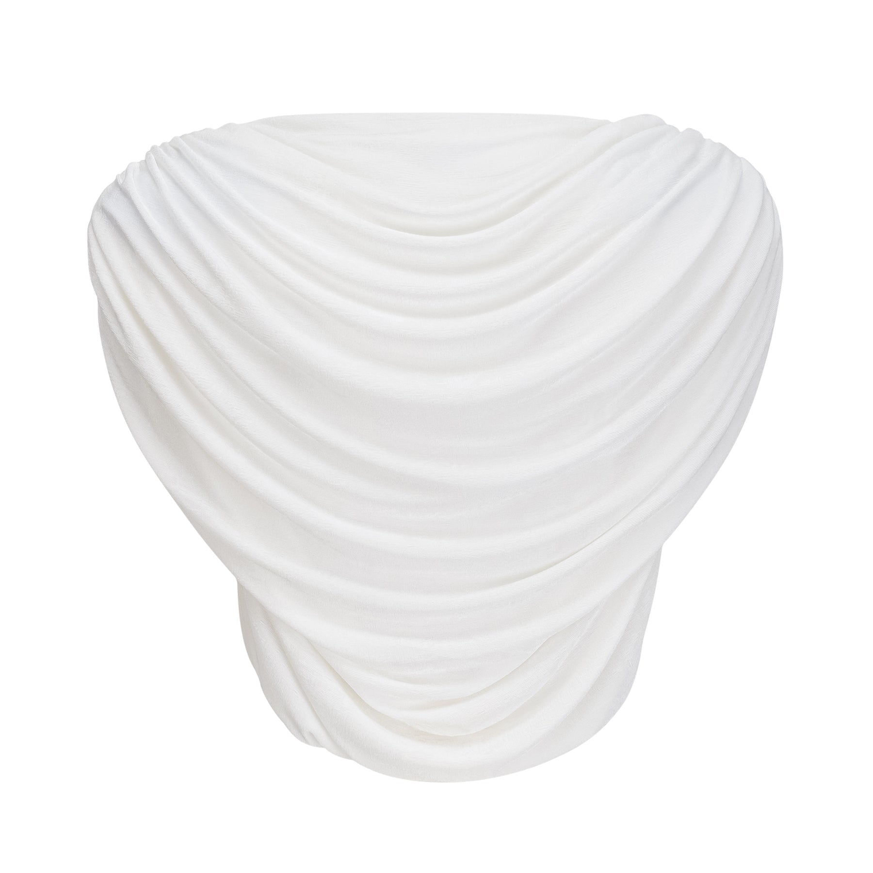 Dulcie White Asymmetrical Ruched Matching Set