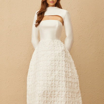 Dulcie White Floral Jacquard Shawl & Dress Set