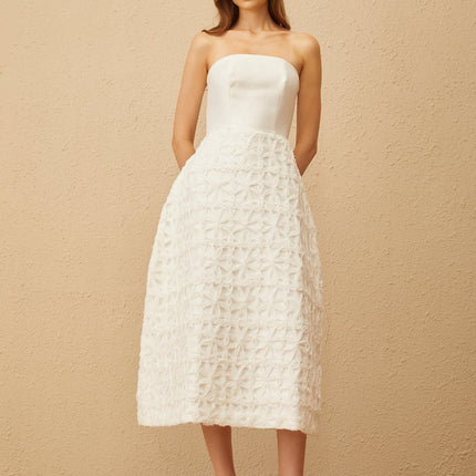 Dulcie White Floral Jacquard Shawl & Dress Set