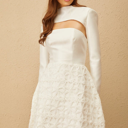 Dulcie White Floral Jacquard Shawl & Dress Set