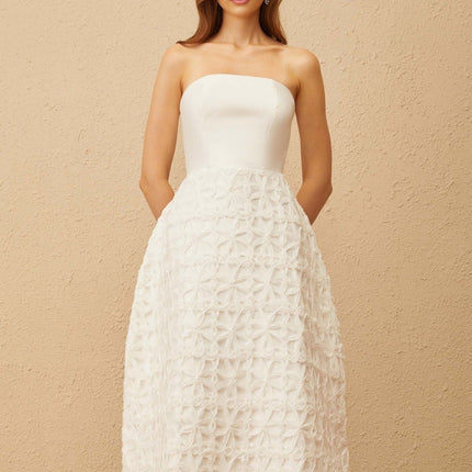 Dulcie White Floral Jacquard Shawl & Dress Set