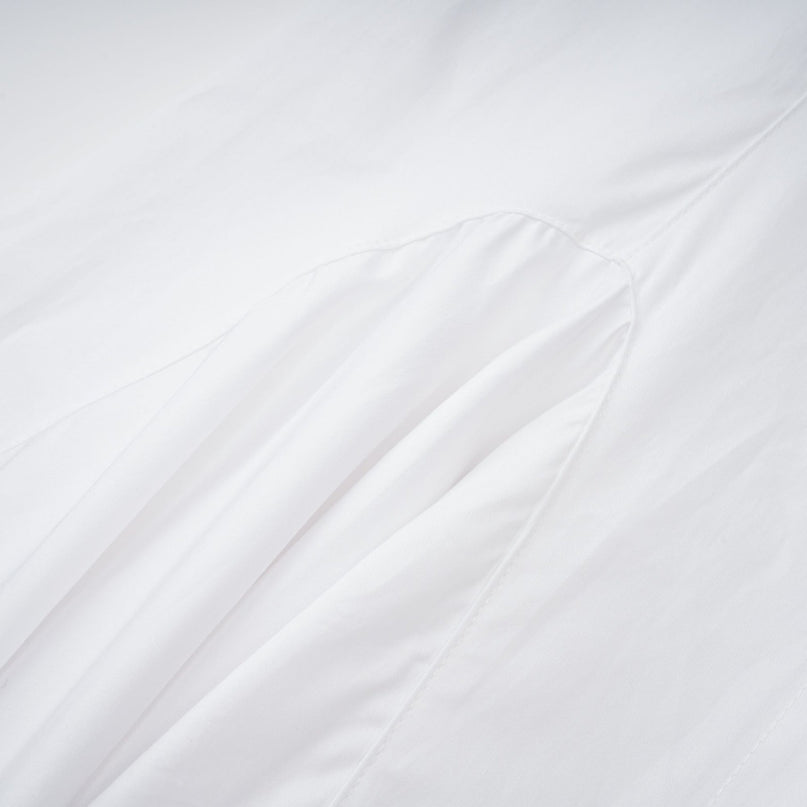 Dulcie white frontslit shirred shirt dress