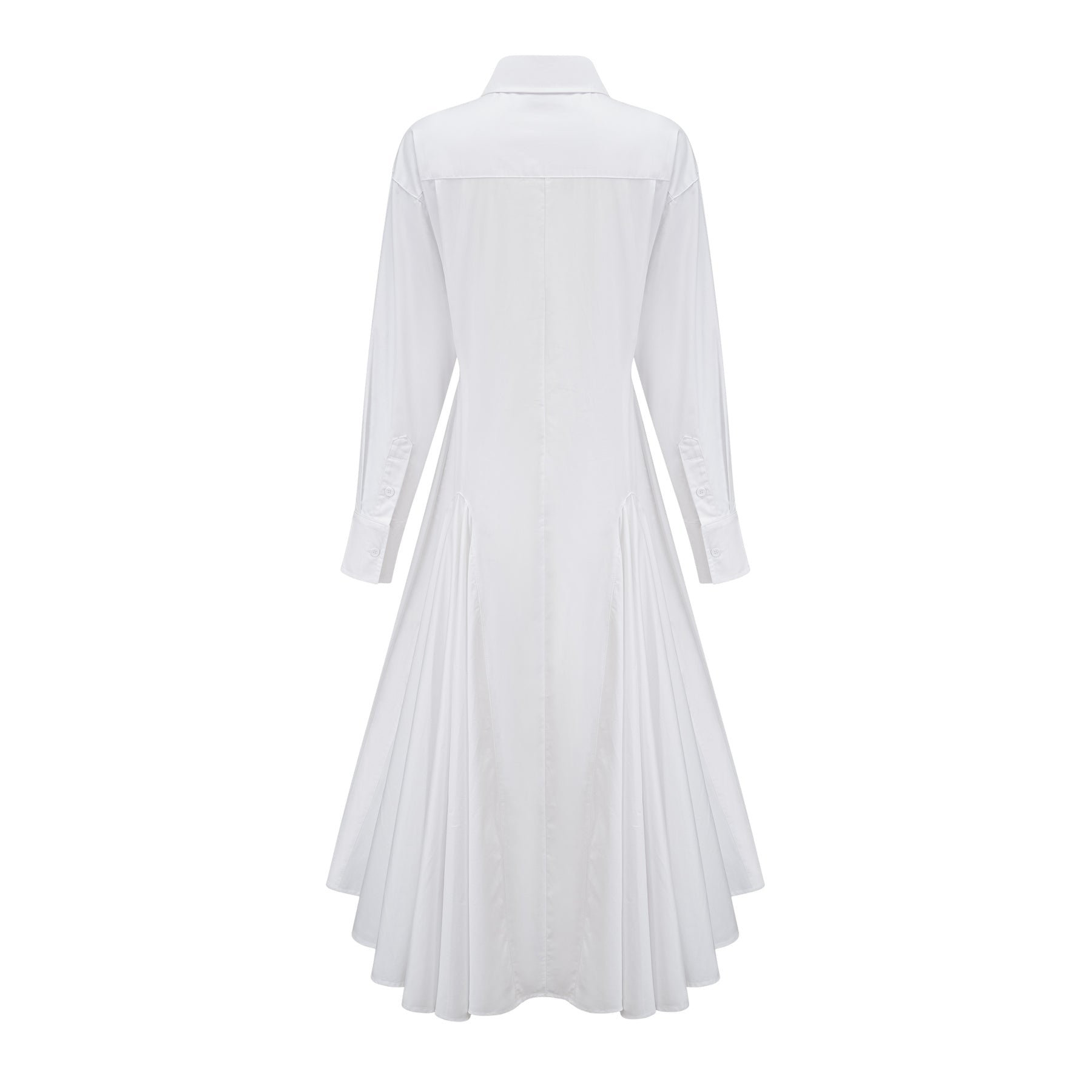Dulcie white frontslit shirred shirt dress