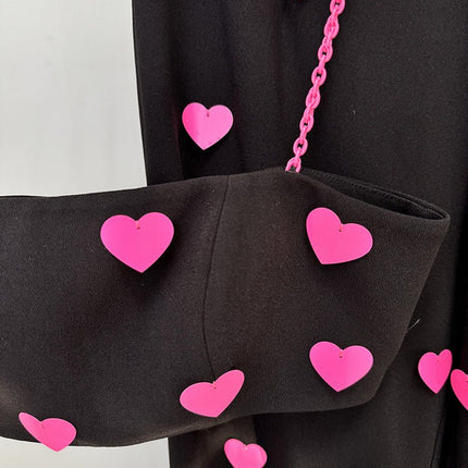 Dylan Black Heart Pattern Braided Strap Jumpsuit