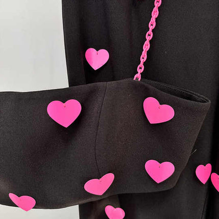 Dylan Black Heart Pattern Cropped Top and Flared Pants with Pink Accents