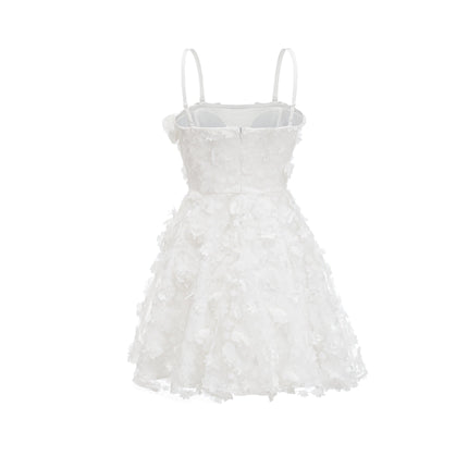 Dylan White Faux Flower Off-The-Shoulder Mini Dress