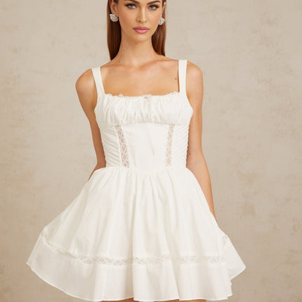 Dylan White Lace Trim Mini Dress