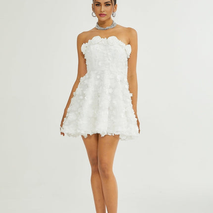 Dylan White Off-Shoulder Flower Mini Dress