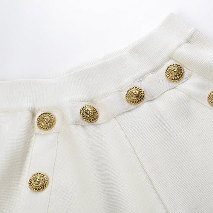 Dylan Wide-leg White Button Pocket Pants