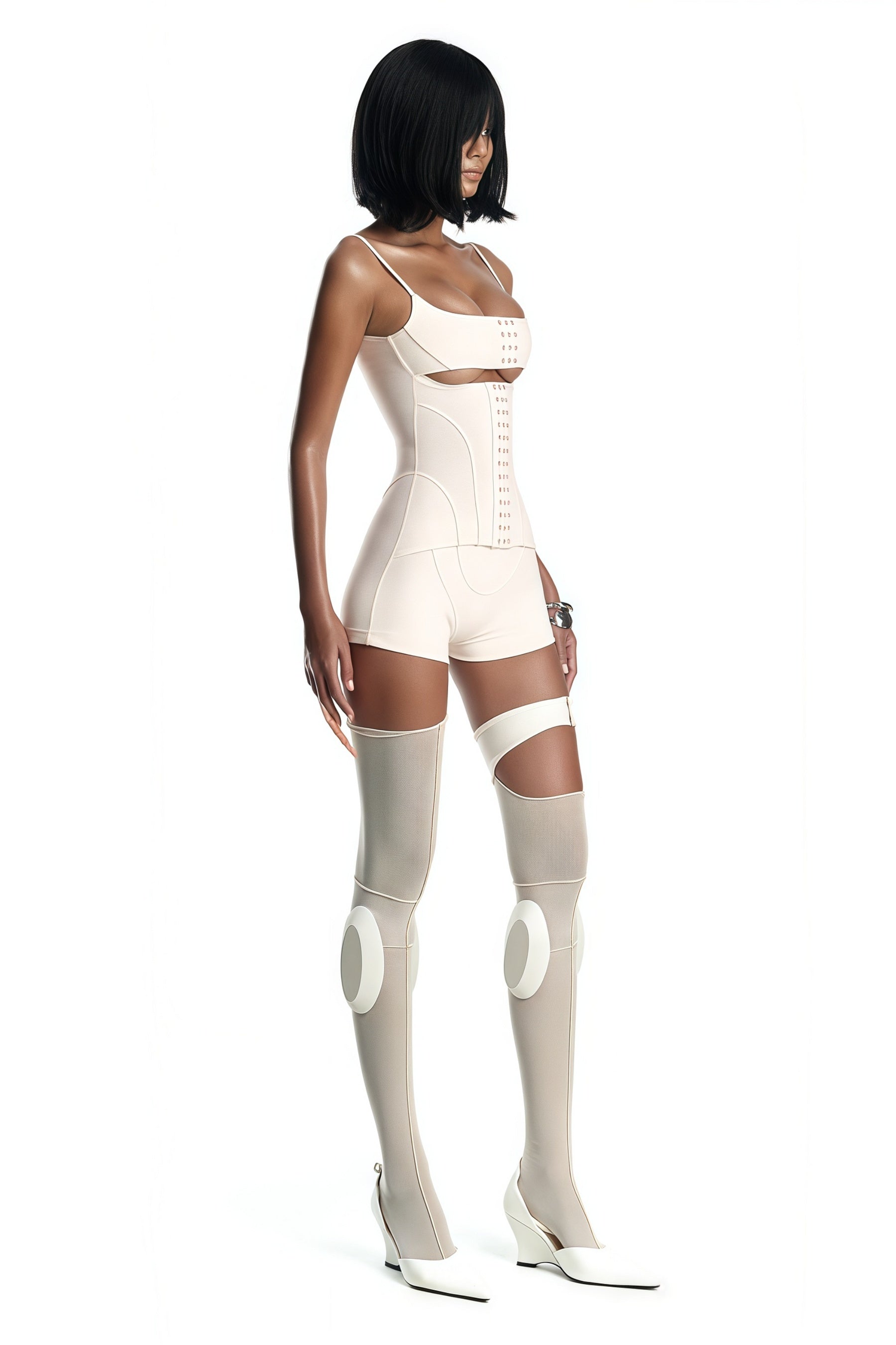 Éclat White Hollow Detail Playsuit