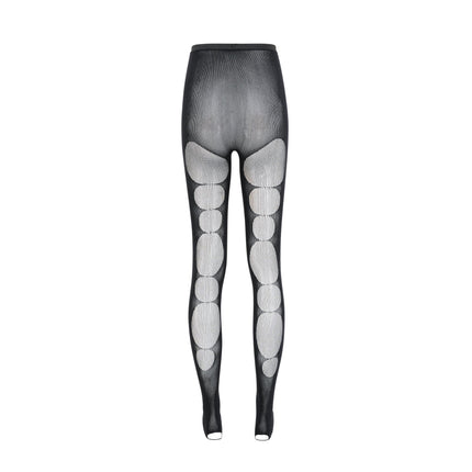 Eden Black Cut-Out Design Semi-Sheer Tights Elasticated Waistband 89% Nylon 11% Elastane