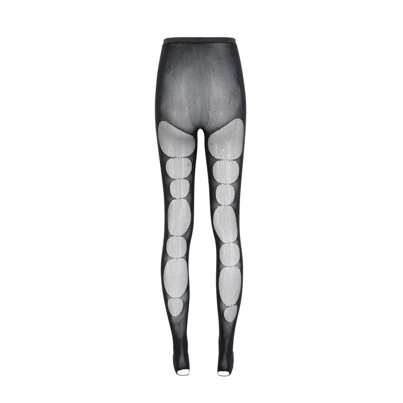 Eden Black Cut-Out Design Semi-Sheer Tights Elasticated Waistband 89% Nylon 11% Elastane