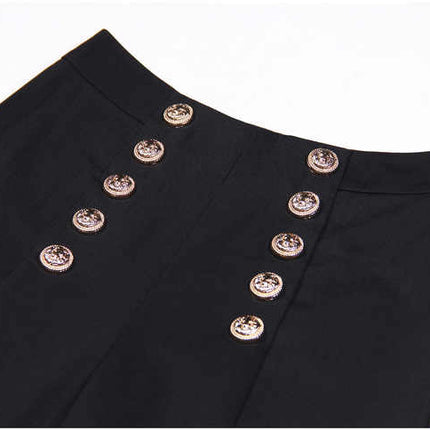 Eden Black Wide Leg Button Detail Pants