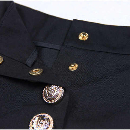 Eden Black Wide Leg Pants with Gold Button Detailing