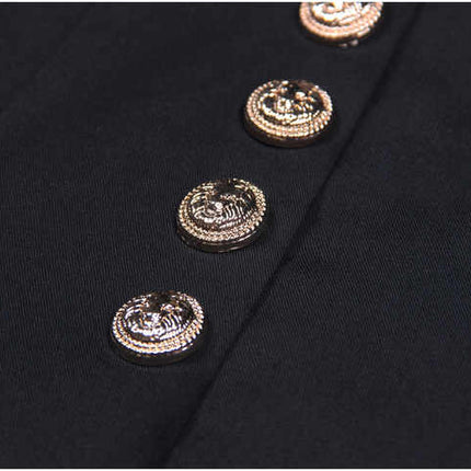 Eden Black Wide Leg Pants with Gold Button Detailing