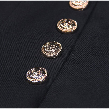 Eden Black Wide Leg Pants with Gold Accents