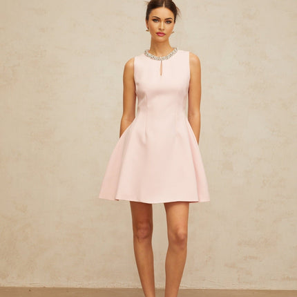 Eden Pink Sequin Mini Dress with Cut-Out Detailing and Puff Skirt