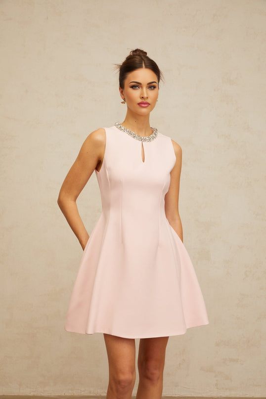 Eden Pink Sequin Mini Dress with Cut-Out Detailing