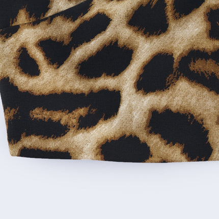 Eden Yellow Crystal Embellished Leopard Print Skirt Top Set