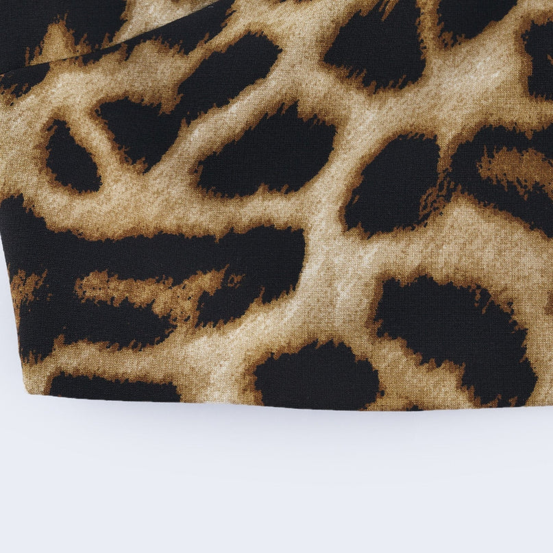 Eden Yellow Crystal Embellished Leopard Print Skirt Top Set