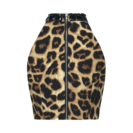 Eden Yellow Crystal Leopard Print Skirt Top Set