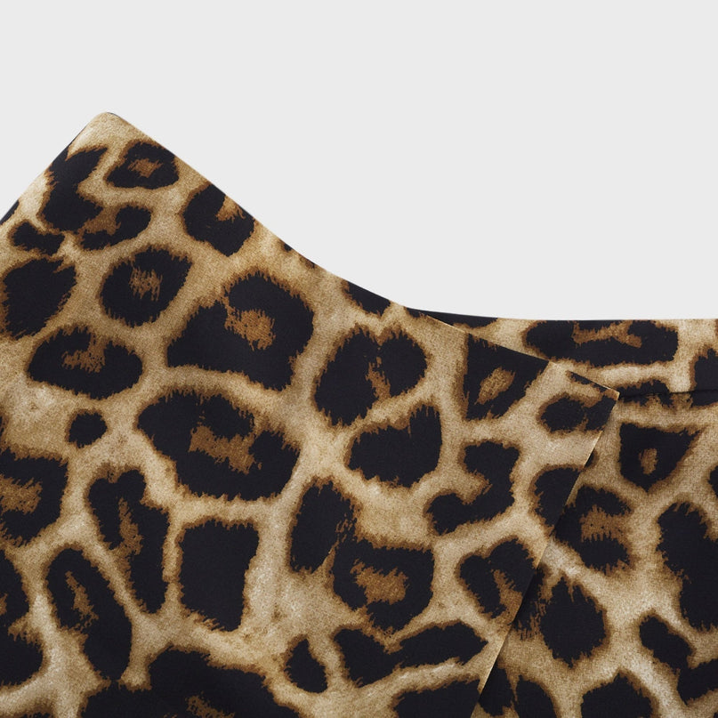 Eden Yellow Leopard Print Crystal Embellished Skirt Top Set