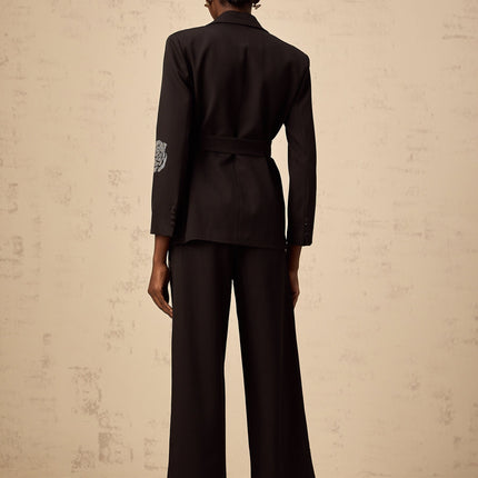 Edvige Black Studded Blazer and Trousers Matching Set