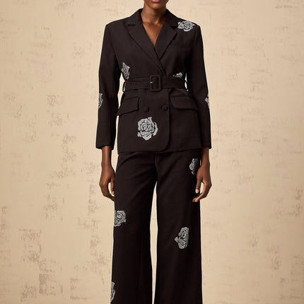 Edvige Black Studded Matching Set Blazer and Trousers