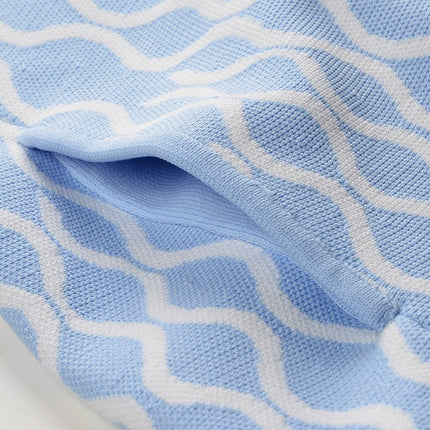Egle Light Blue Wavy Pattern A-Line Dress