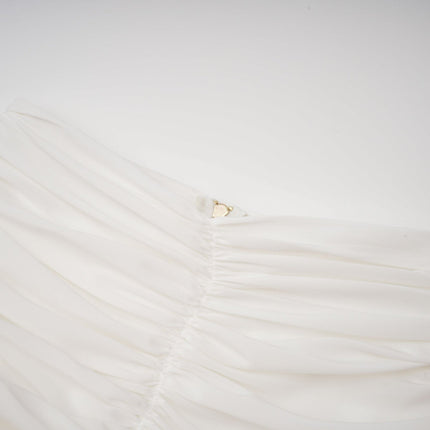 Egle White Ruffled Asymmetric Mini Dress