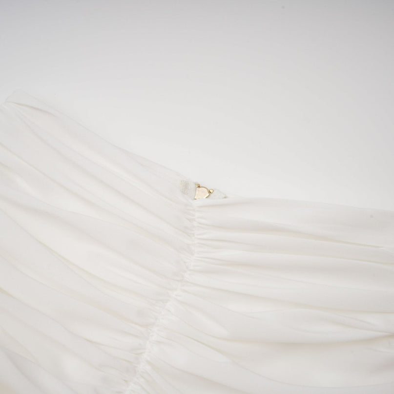 Egle White Ruffled Asymmetric Mini Dress