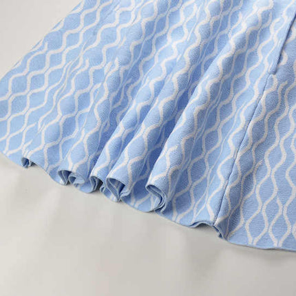Egle's Light Blue Wavy Pattern Flared A-line Dress