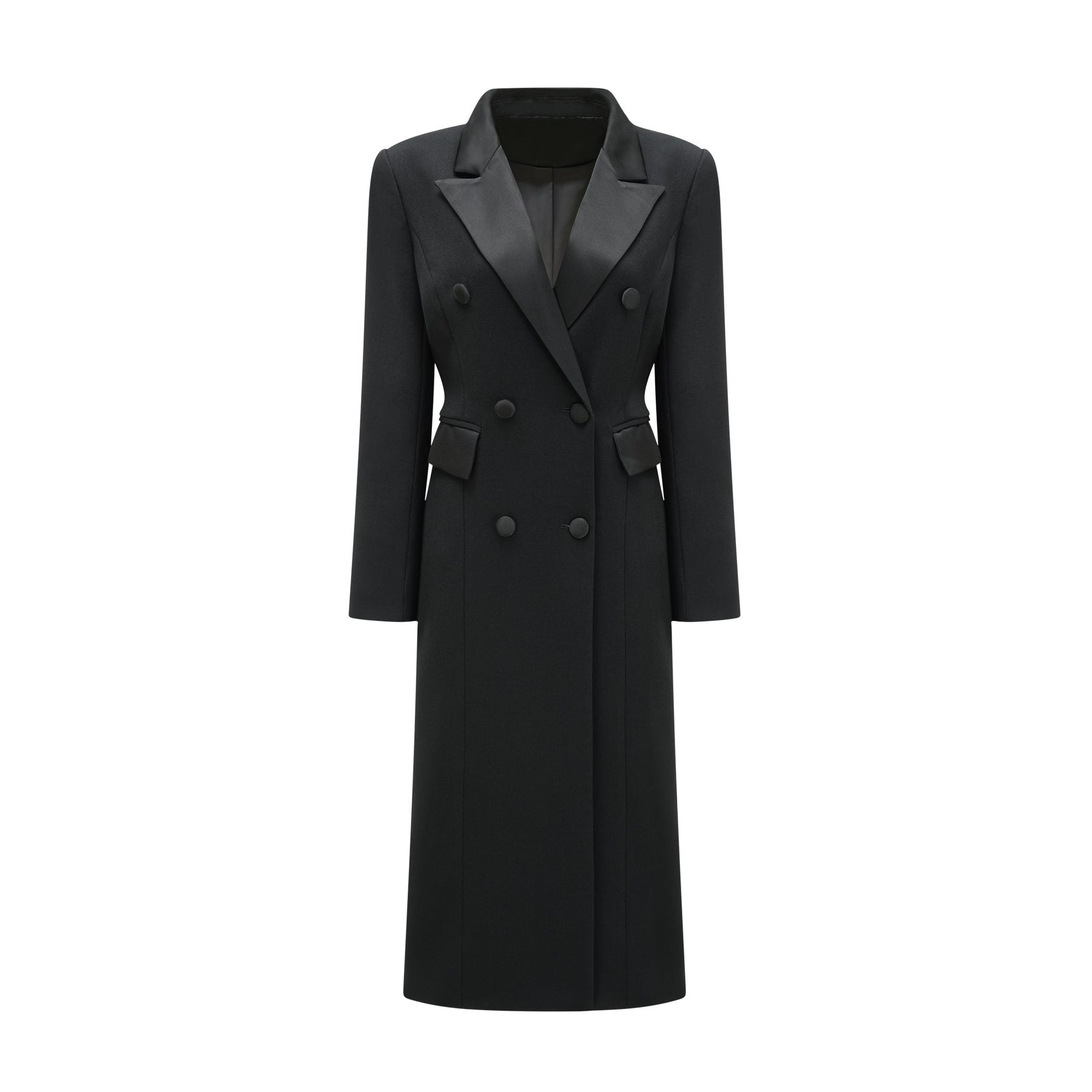 Eithne black doublebreasted long coat