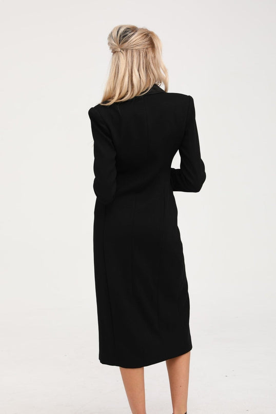 Eithne Black Wool Blend Double-breasted Coat