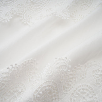 Elaina White Lace-trim Panelled Belted Midi Dress